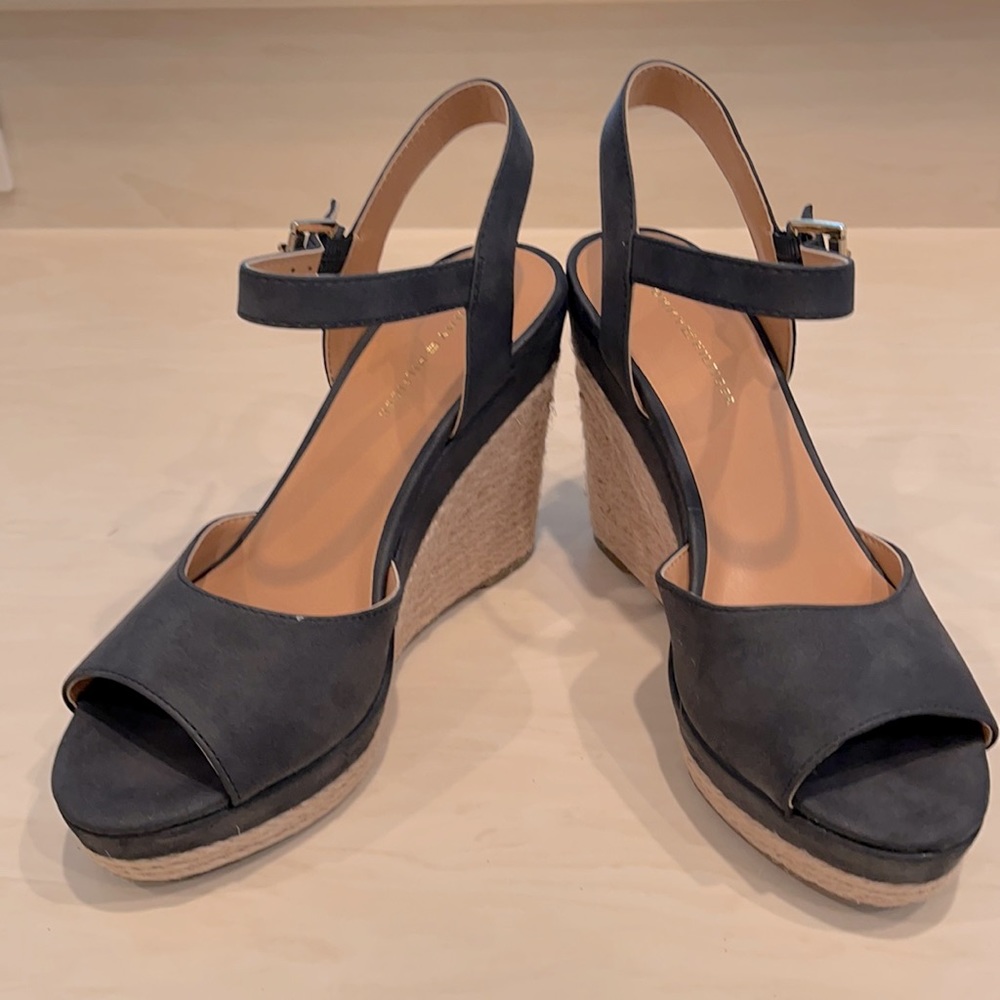 Navy wedge sandals